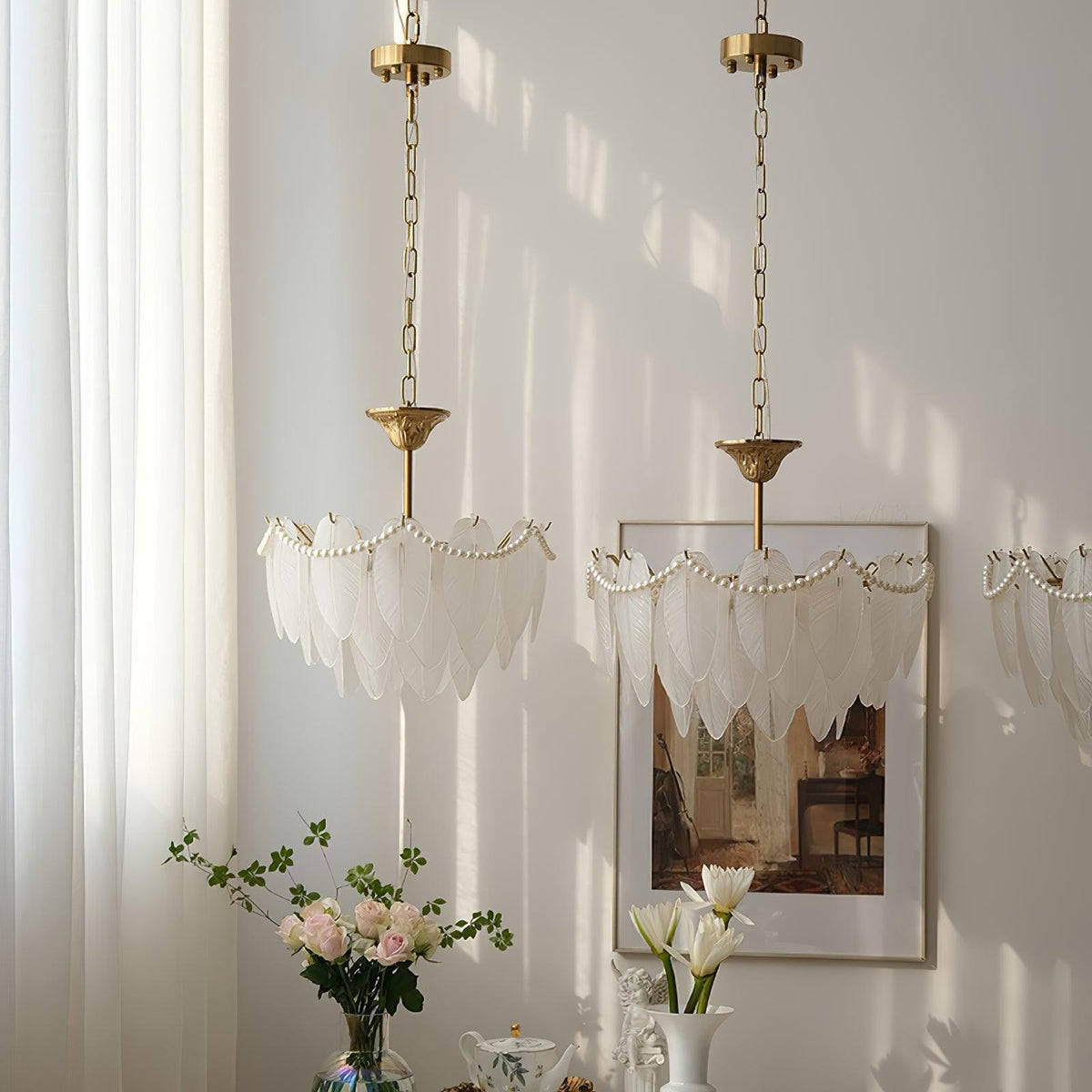 Texture Glass Leaf Chandelier