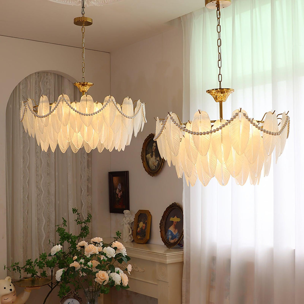 Texture Glass Leaf Chandelier