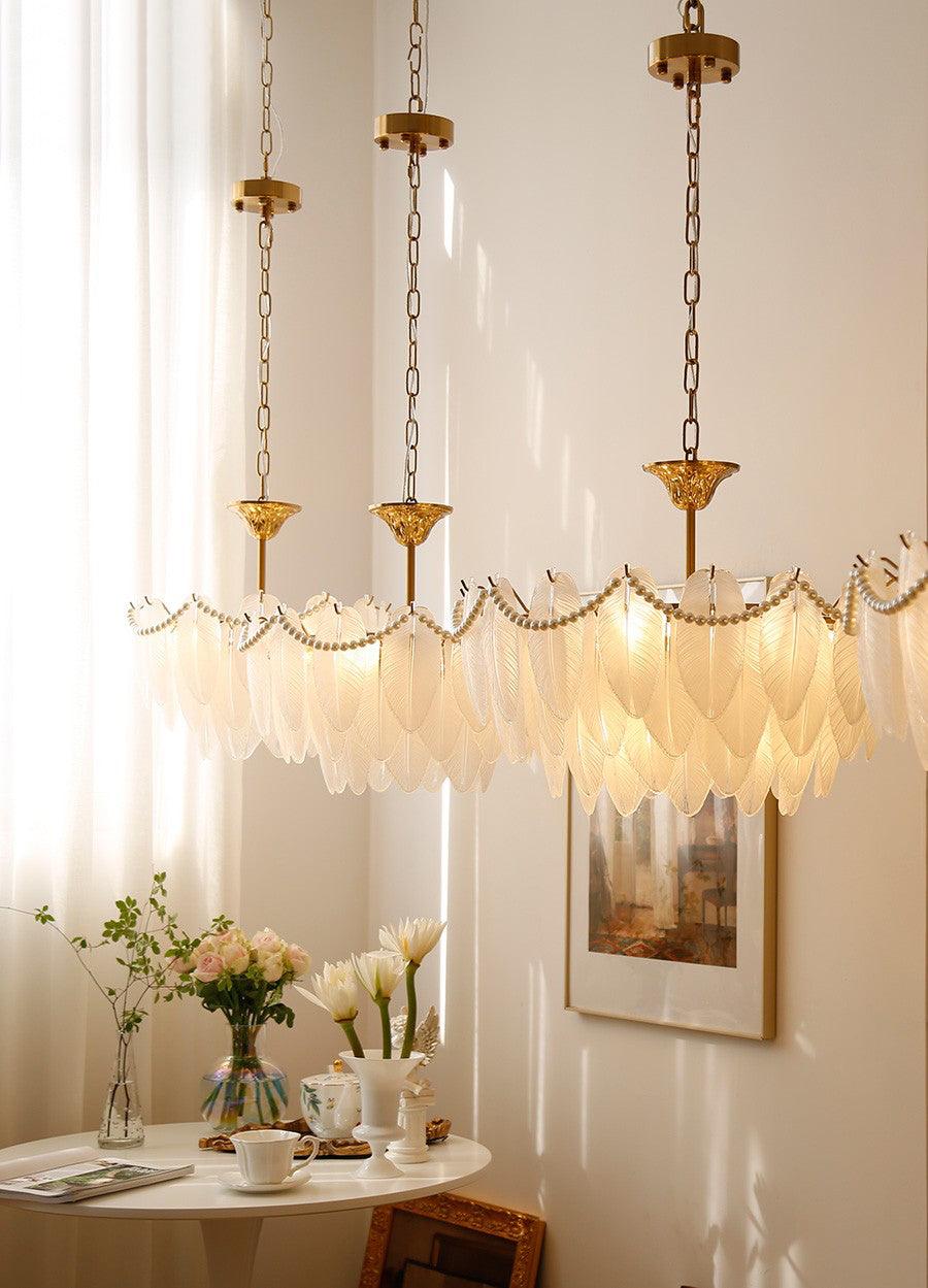 Texture Glass Leaf Chandelier