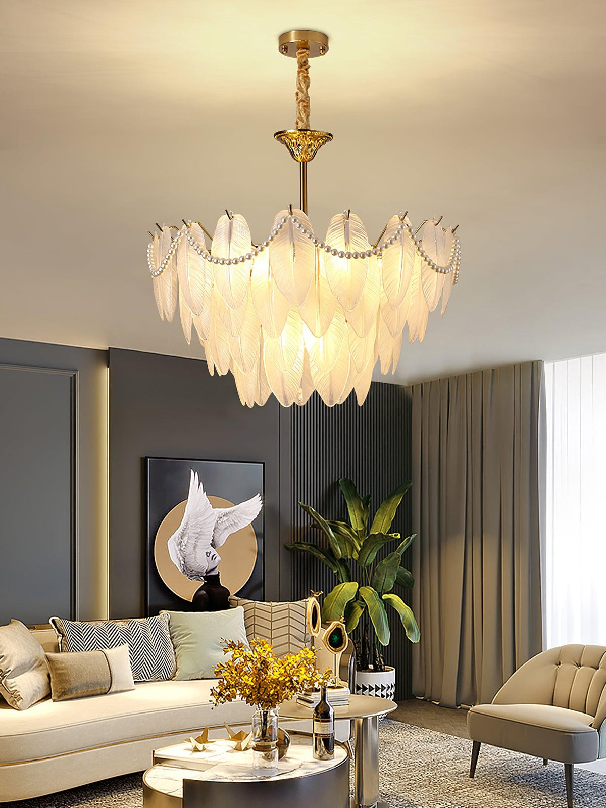 Texture Glass Leaf Chandelier