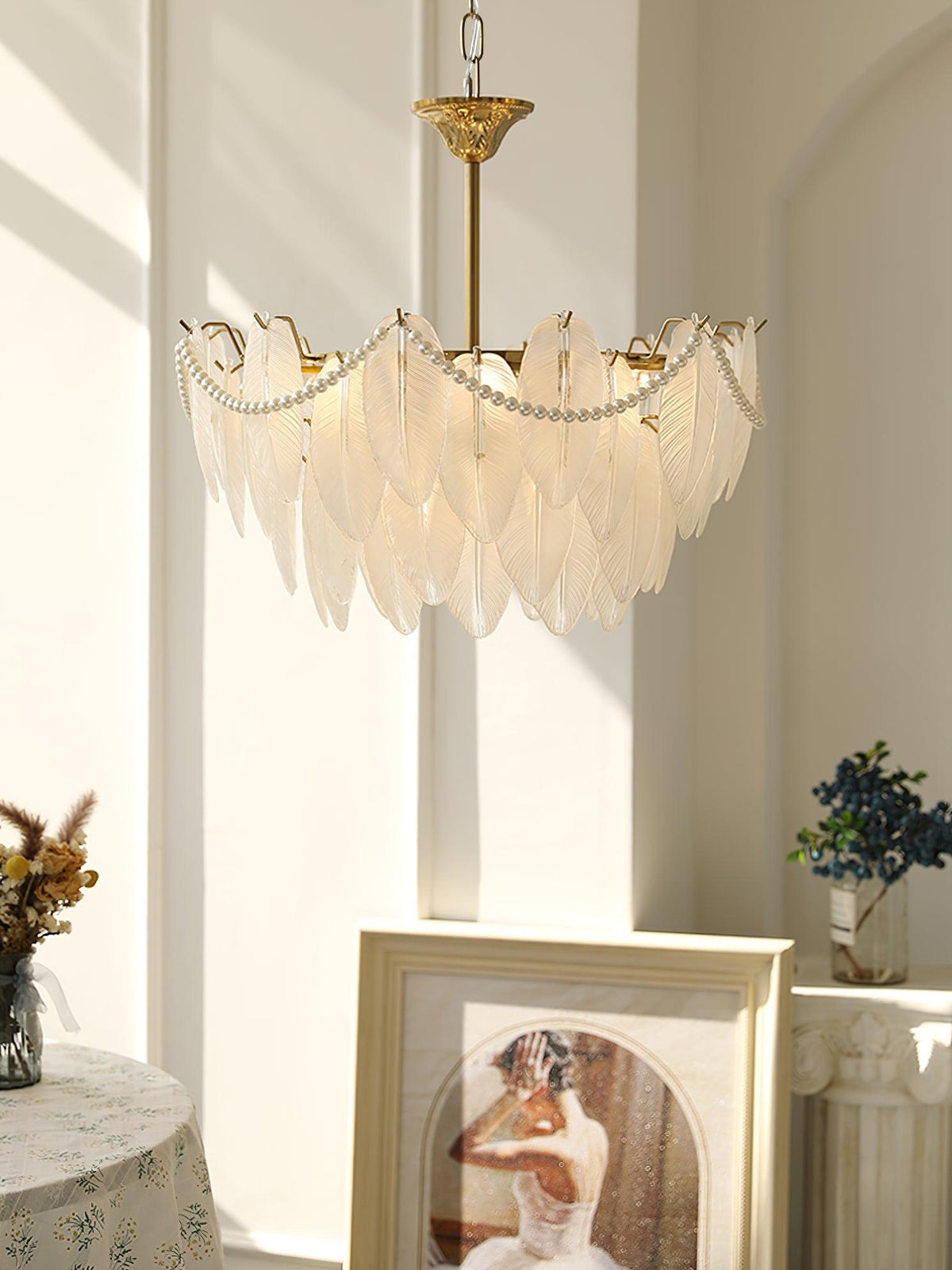 Texture Glass Leaf Chandelier