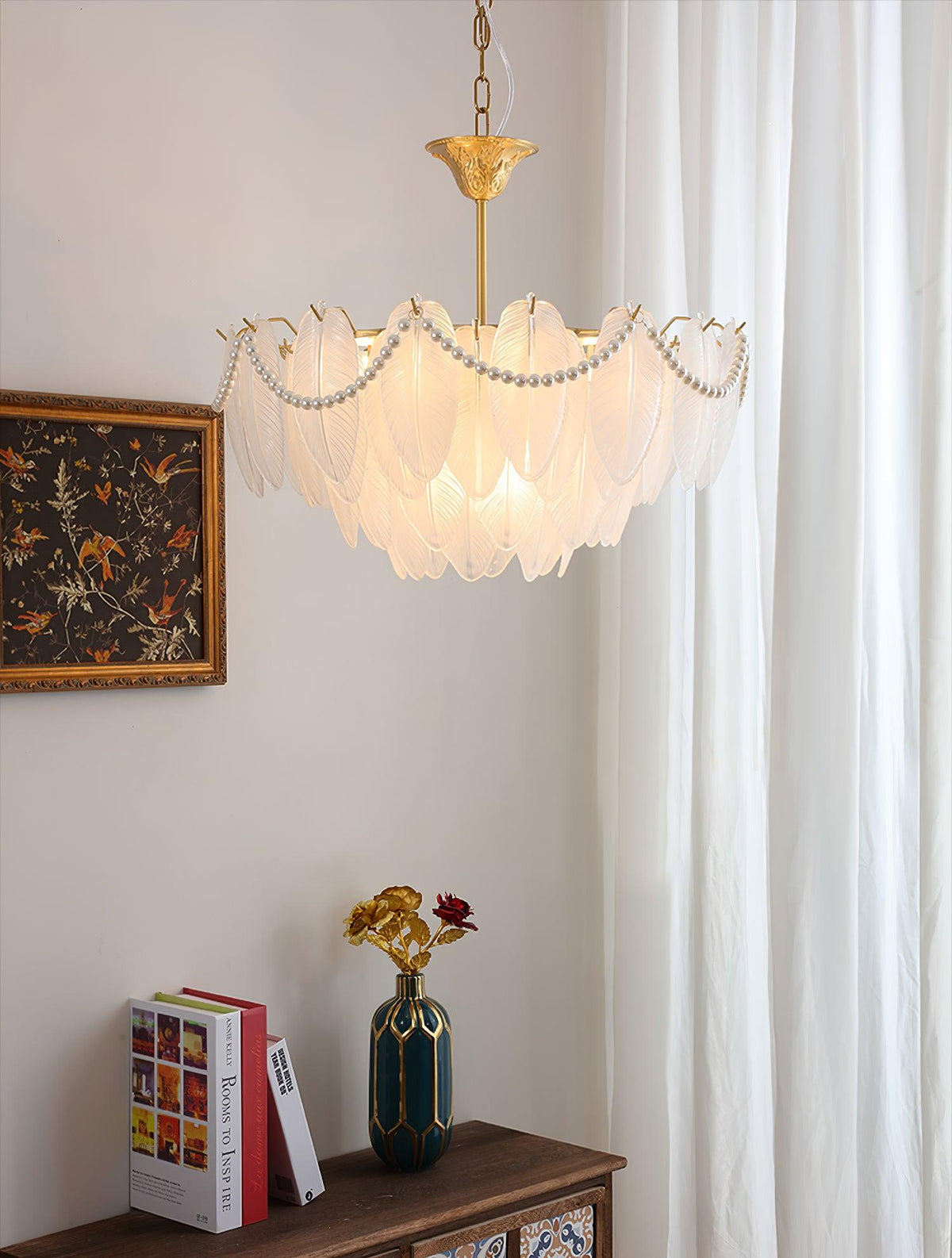 Texture Glass Leaf Chandelier