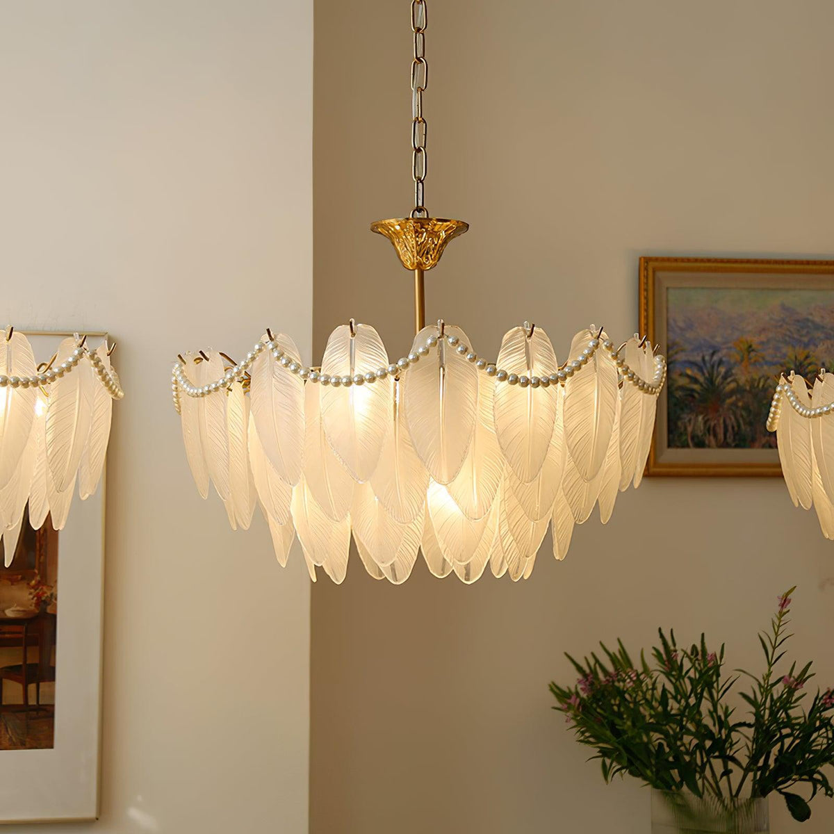Texture Glass Leaf Chandelier