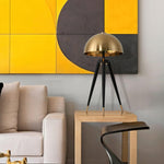 Three Legged Gold Gong Table Lamp 13.8"