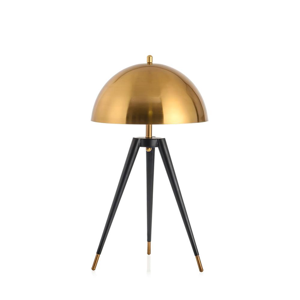 Three Legged Gold Gong Table Lamp 13.8"