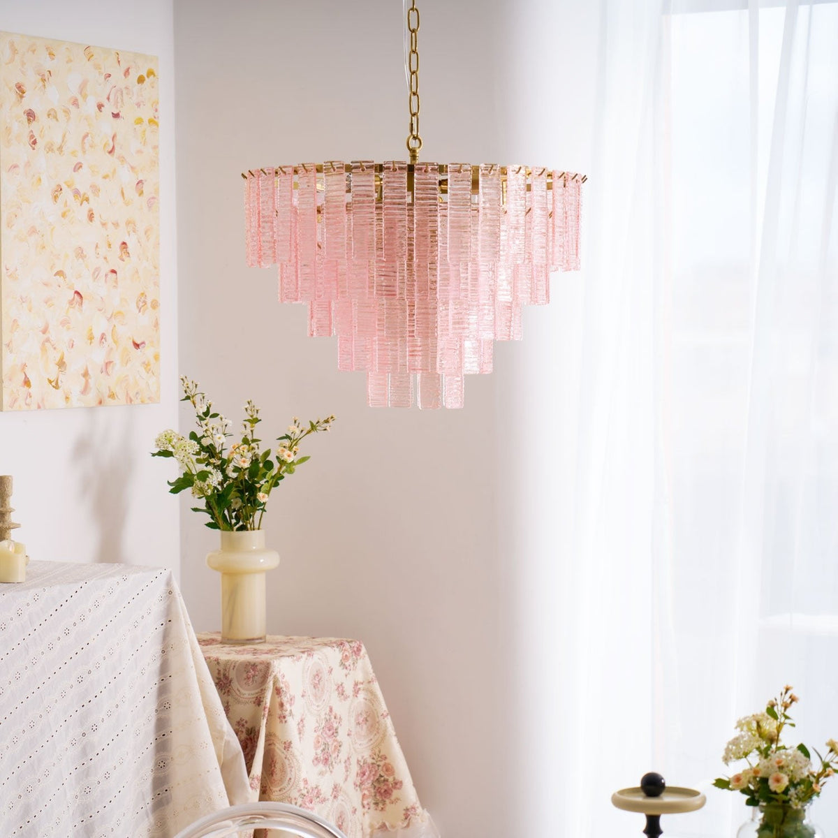 Opalora Pink Murano Chandelier