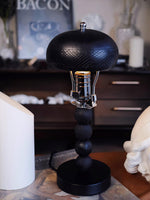 Turned Wood Candlestick Shaped Table Lamp 4.7"