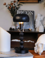 Turned Wood Candlestick Shaped Table Lamp 4.7"