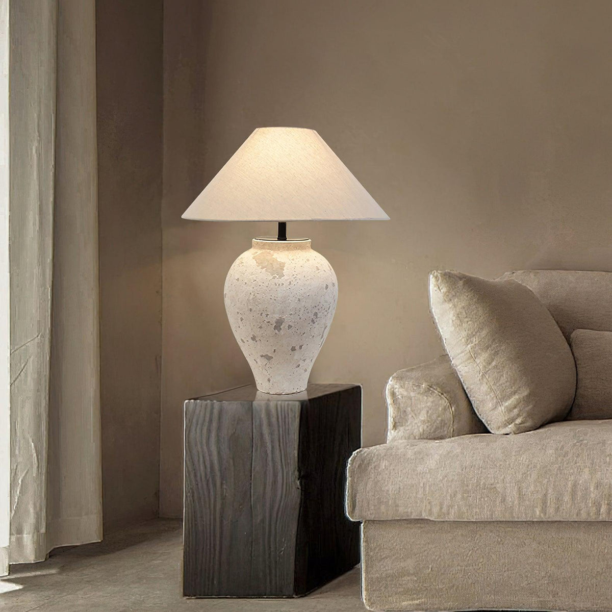 Tuscan Stone Table Lamp 17.7"