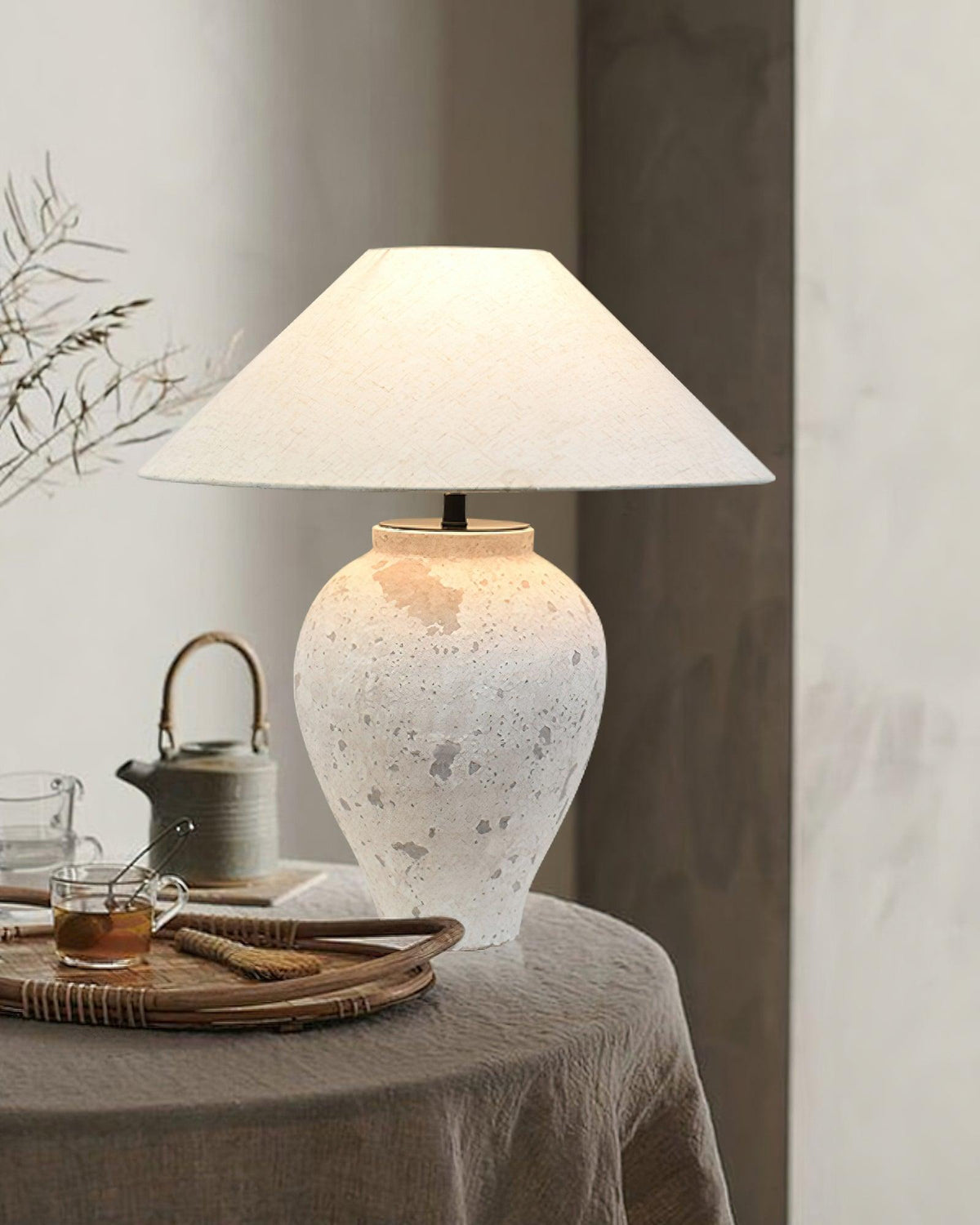 Tuscan Stone Table Lamp 17.7"