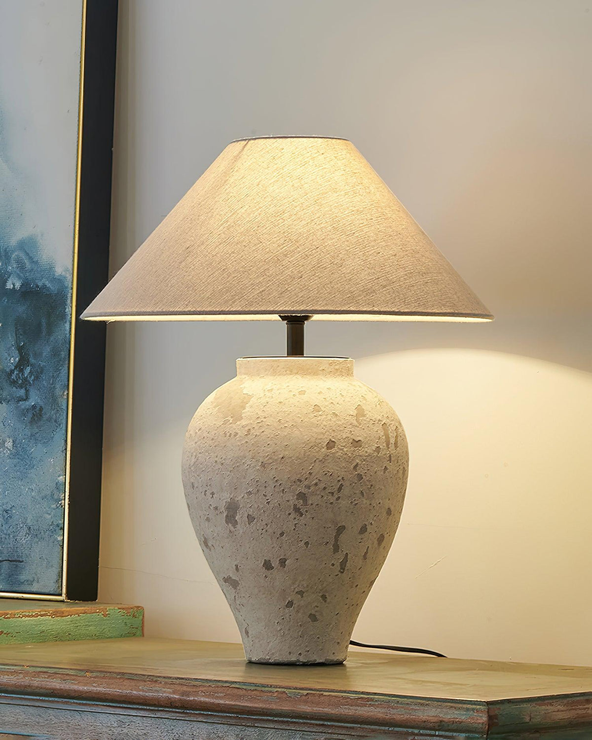 Tuscan Stone Table Lamp 17.7"