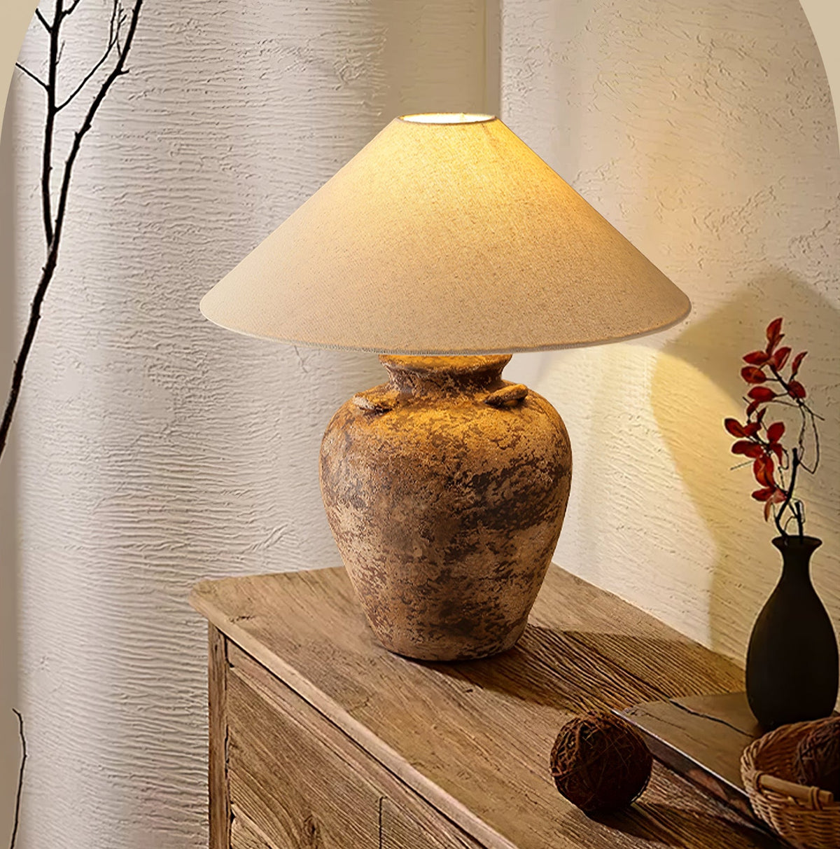 Vintage Terracotta Vase Table Lamp