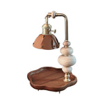 Walnut Flower Tray Table Lamp 7.1"