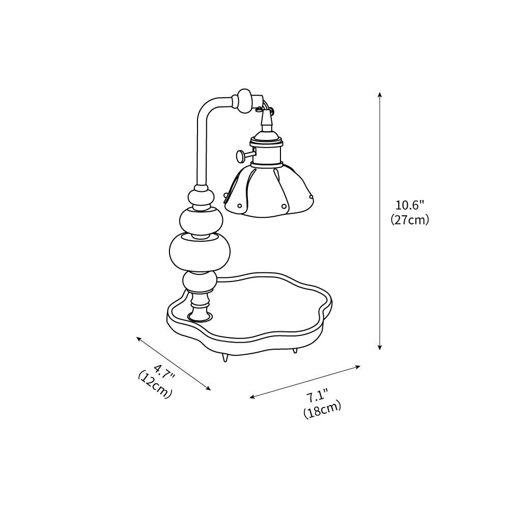 Walnut Flower Tray Table Lamp 7.1"
