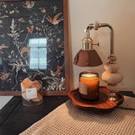 Walnut Flower Tray Table Lamp 7.1"