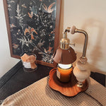 Walnut Flower Tray Table Lamp 7.1"