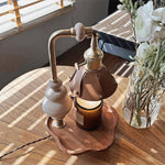 Walnut Flower Tray Table Lamp 7.1"