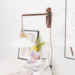 Swing Arm Walnut Wall Light