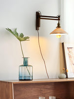 Swing Arm Walnut Wall Light