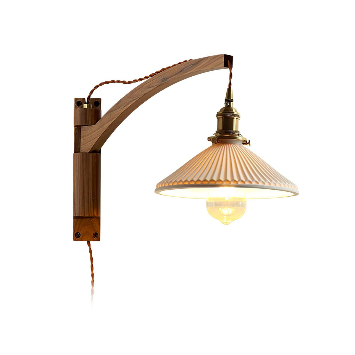 Swing Arm Walnut Wall Light
