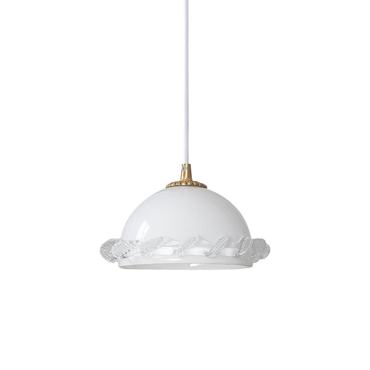 White Glass Antique French Pendant Light 7.3"
