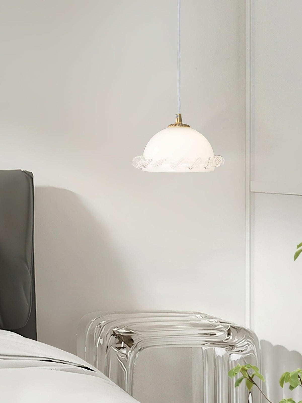 White Glass Antique French Pendant Light 7.3"