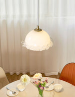 White Glass Antique French Pendant Light 7.3"