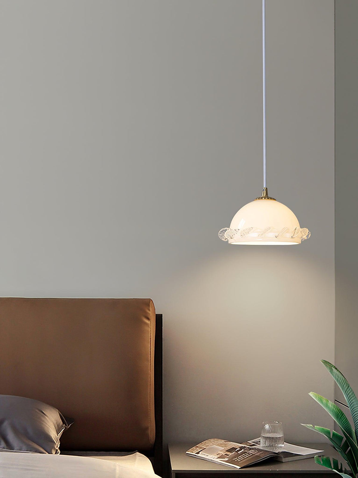 White Glass Antique French Pendant Light 7.3"