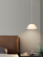 White Glass Antique French Pendant Light 7.3"