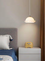 White Glass Antique French Pendant Light 7.3"