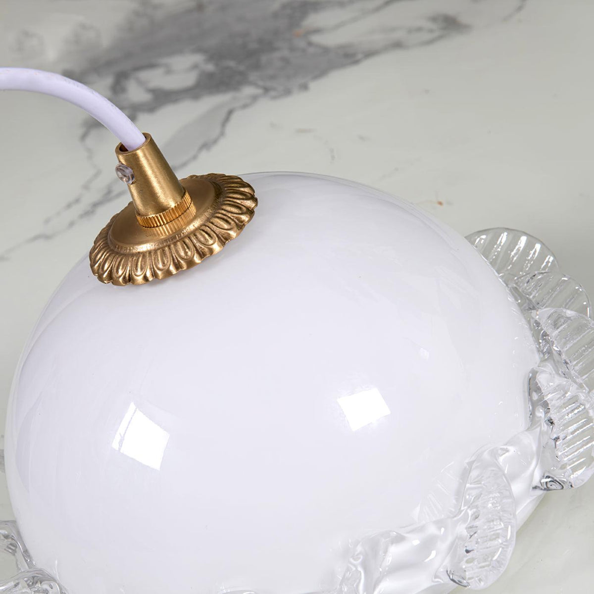 White Glass Antique French Pendant Light 7.3"