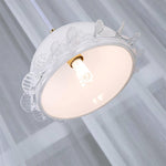 White Glass Antique French Pendant Light 7.3"