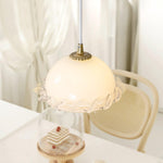 White Glass Antique French Pendant Light 7.3"