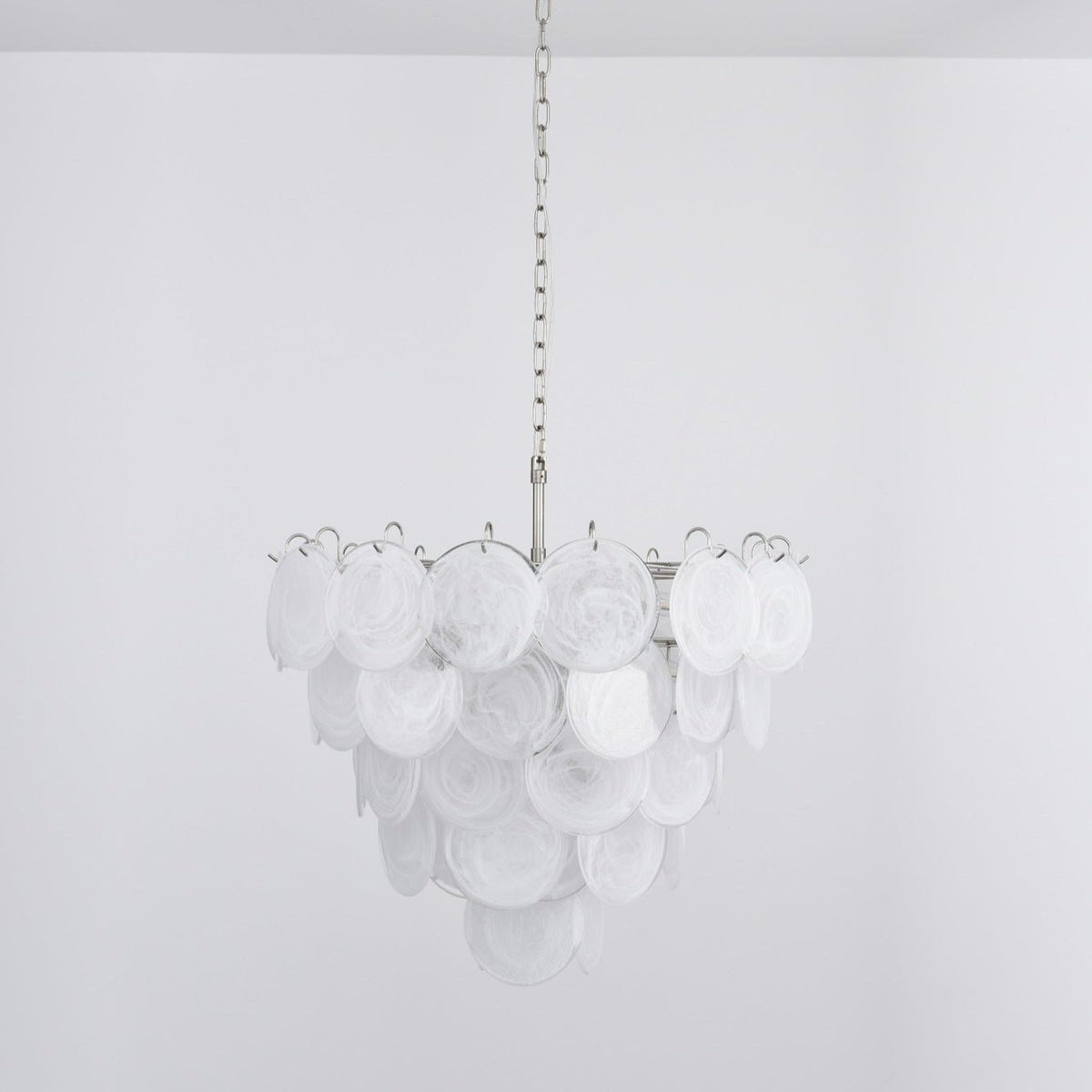 White Murano Disc Chandelier
