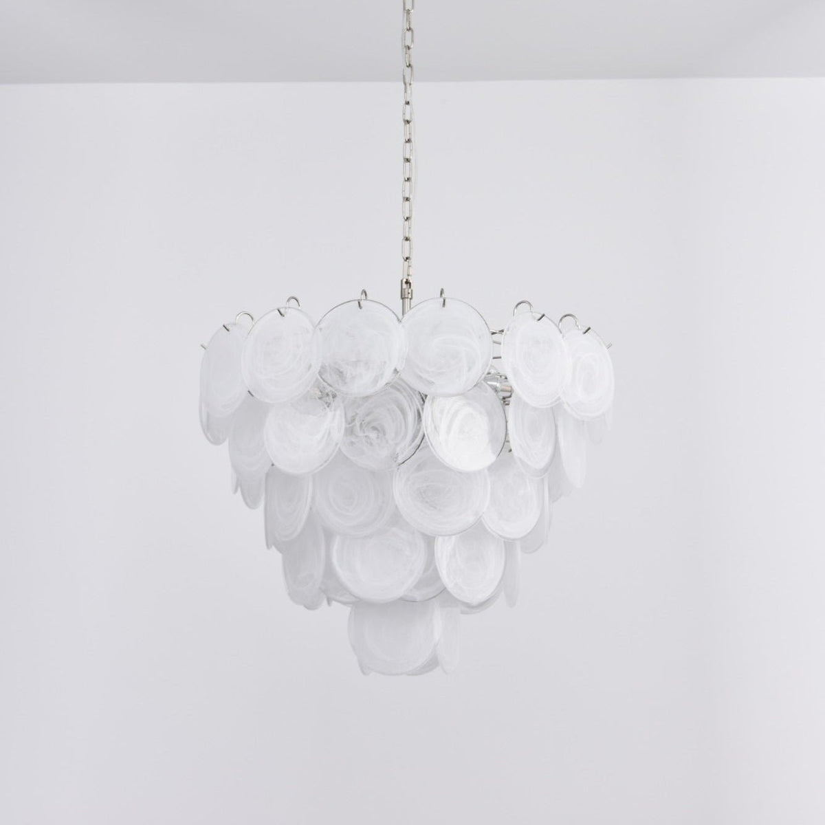 White Murano Disc Chandelier