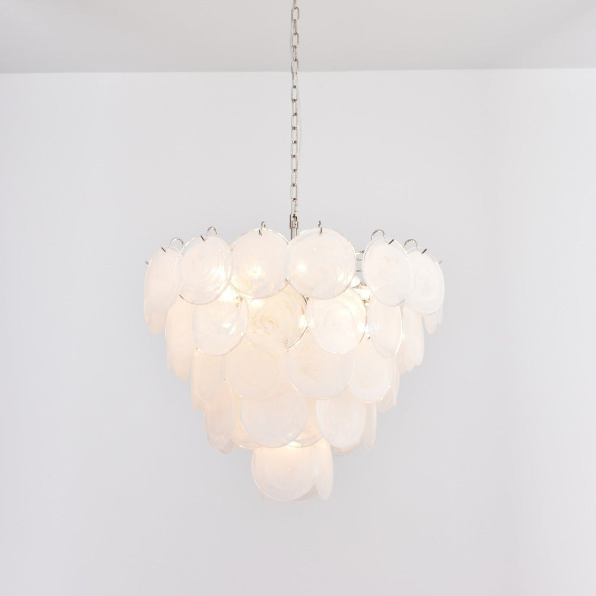 White Murano Disc Chandelier