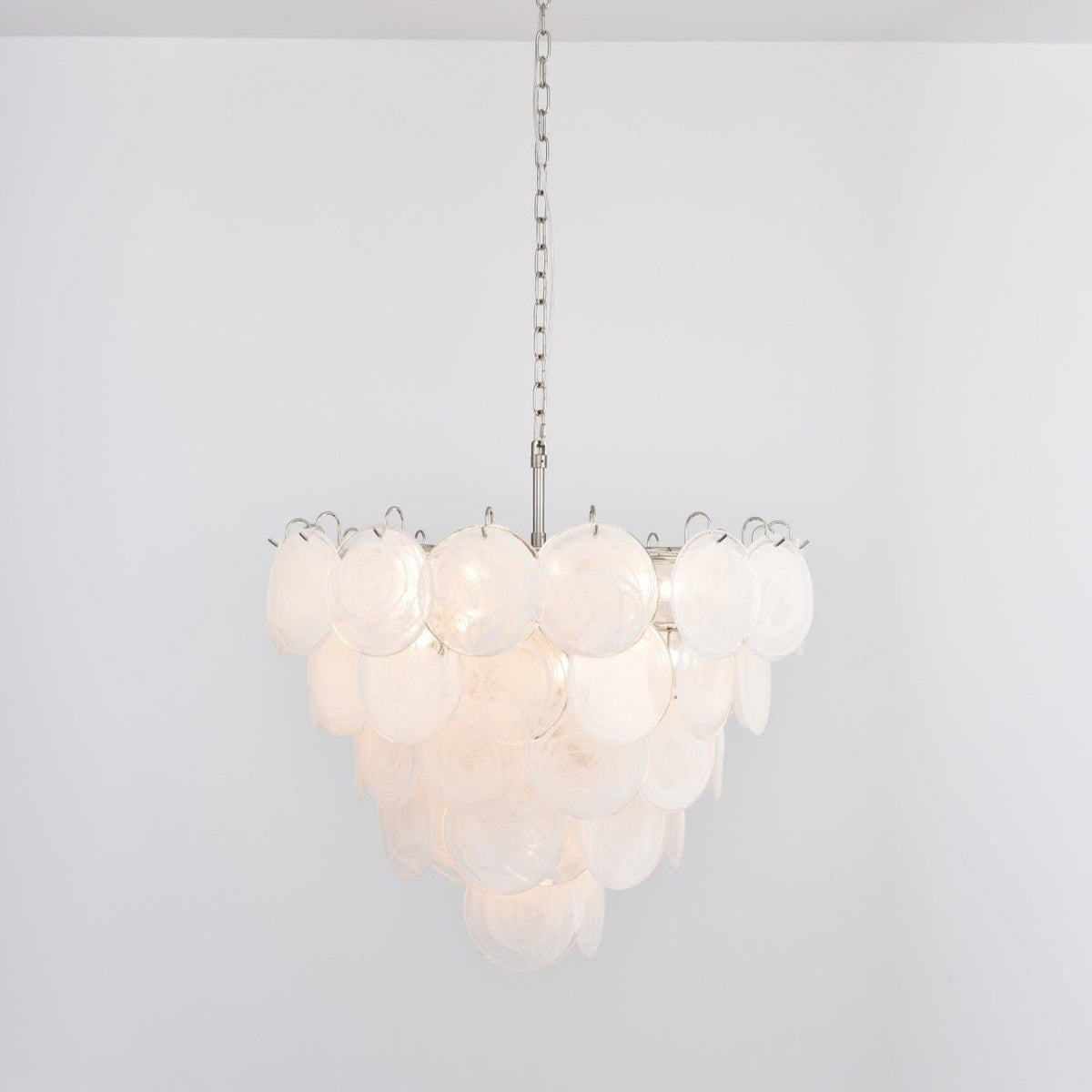 White Murano Disc Chandelier