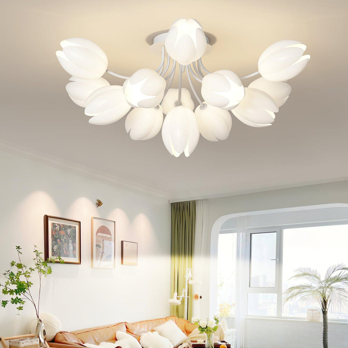 White Tulip Ceiling Light