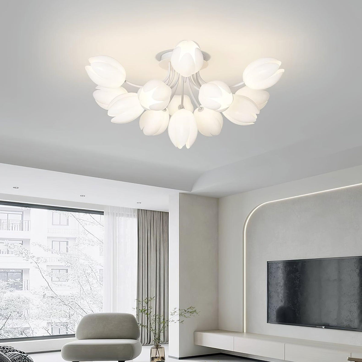 White Tulip Ceiling Light