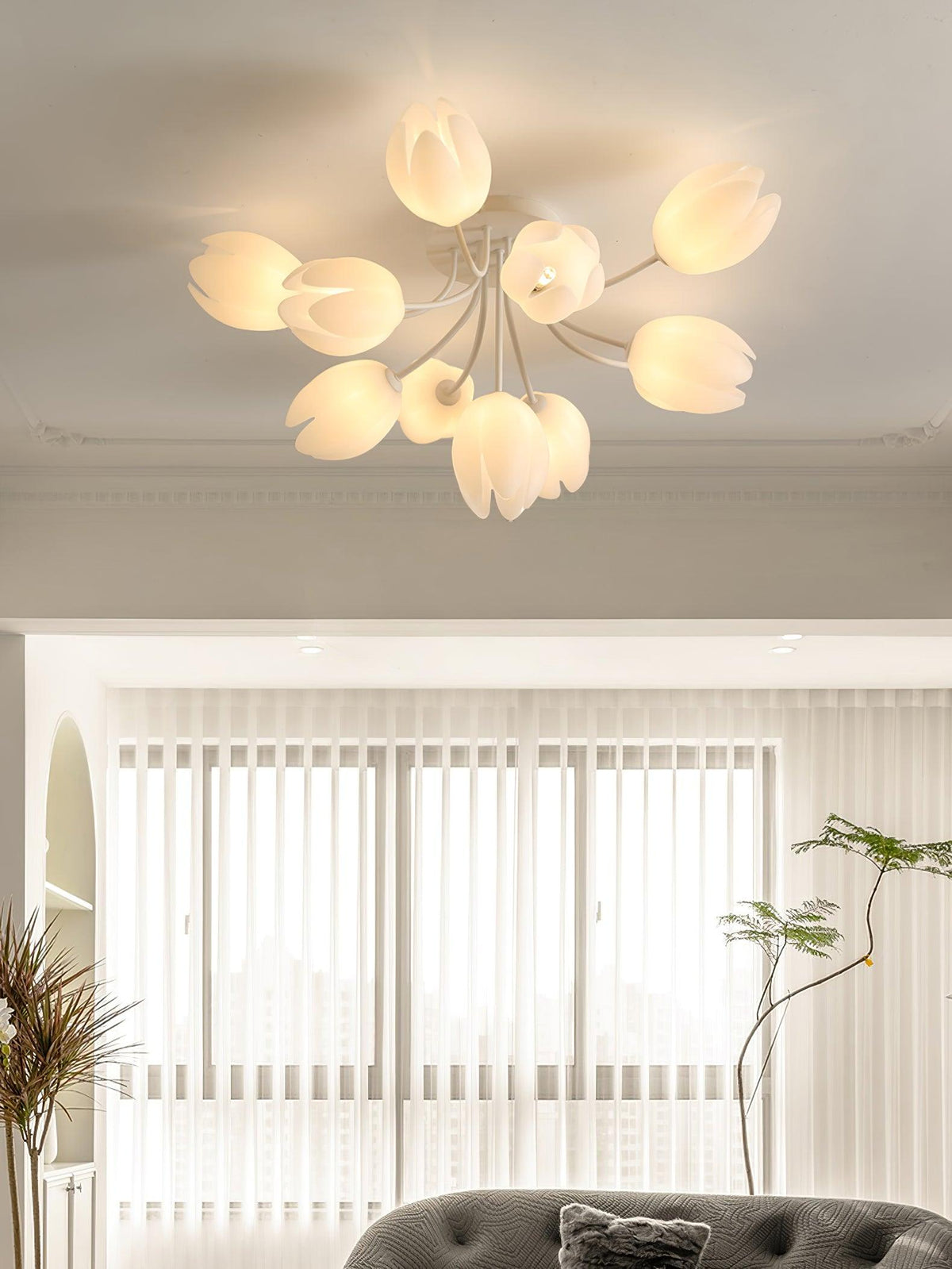 White Tulip Ceiling Light