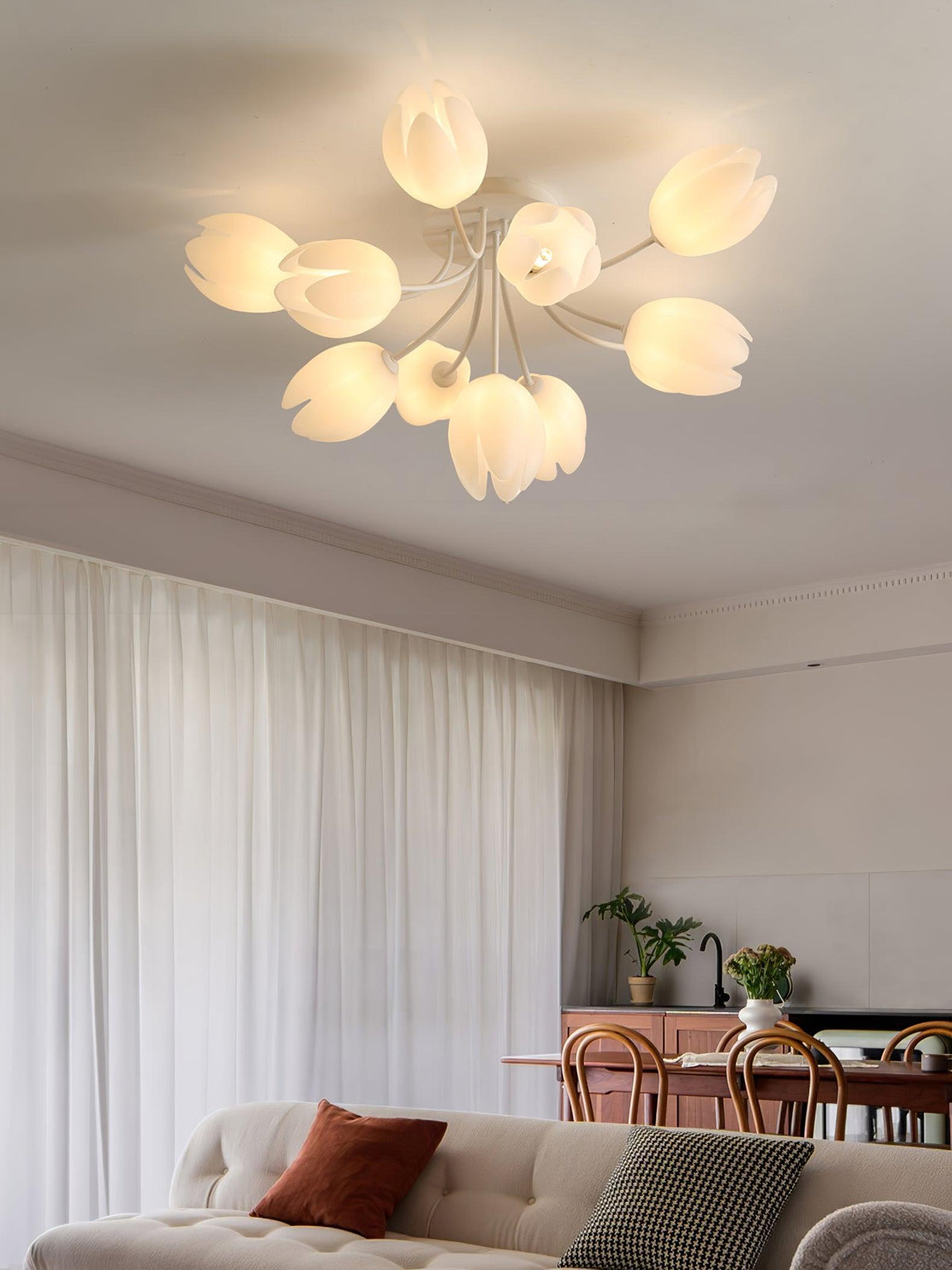 White Tulip Ceiling Light