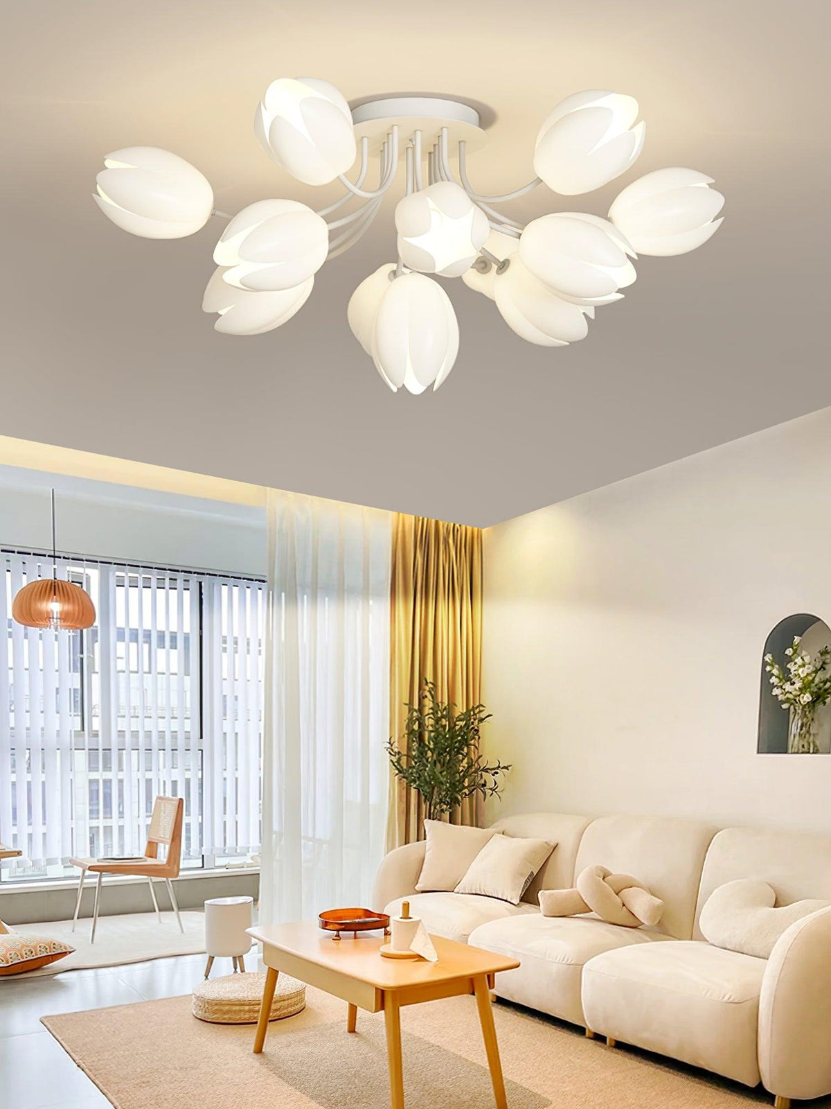 White Tulip Ceiling Light