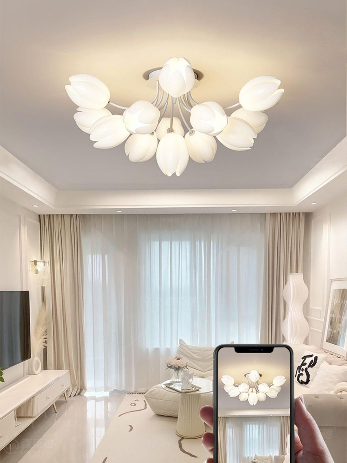 White Tulip Ceiling Light