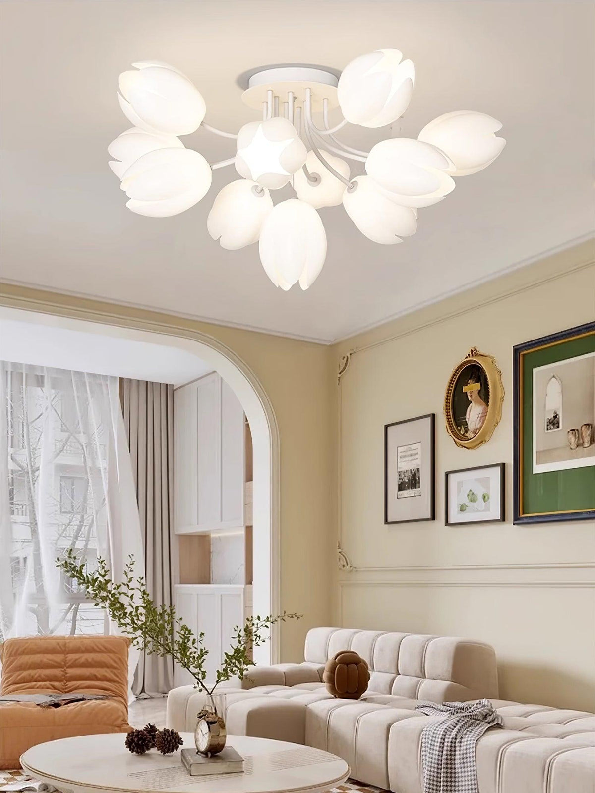 White Tulip Ceiling Light