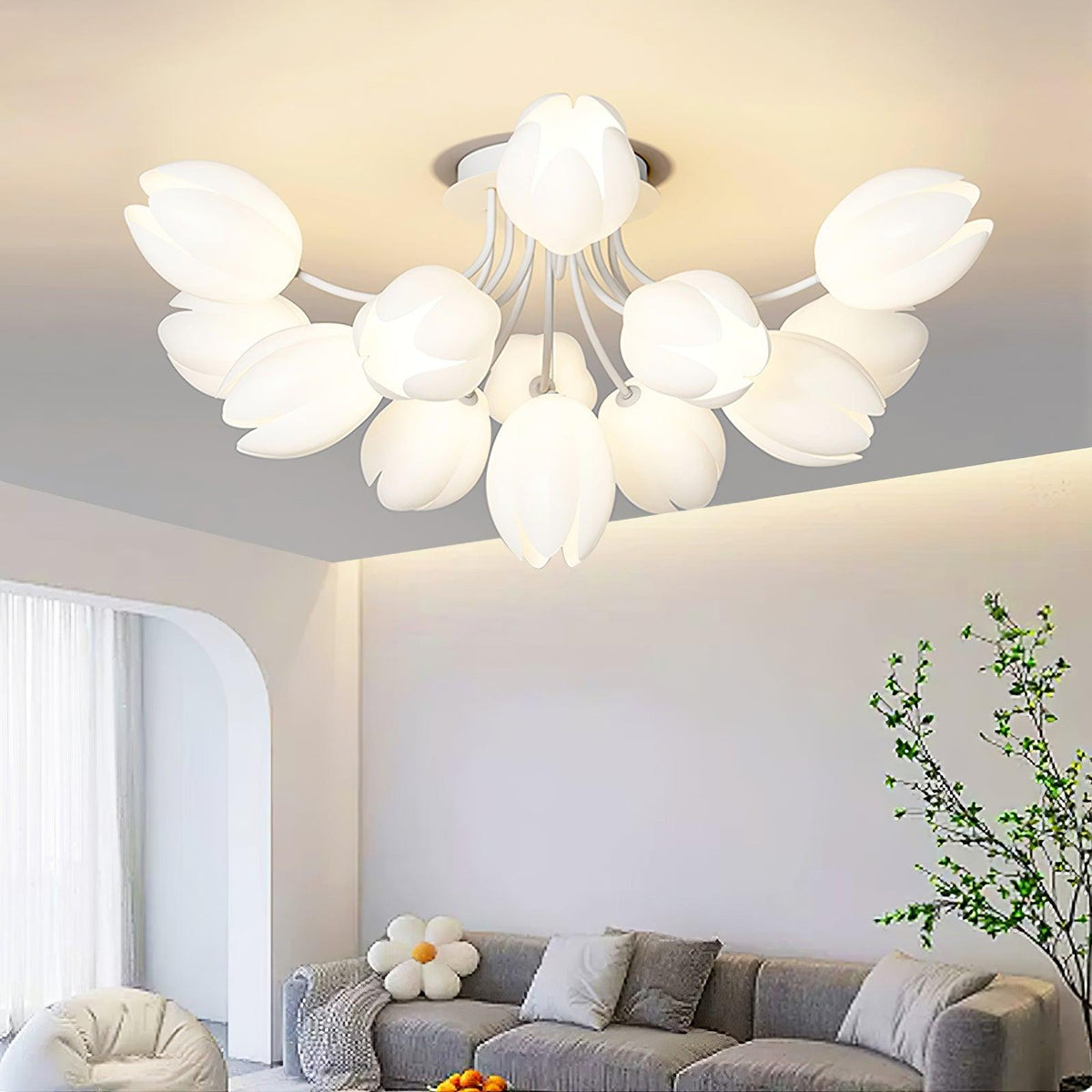 White Tulip Ceiling Light
