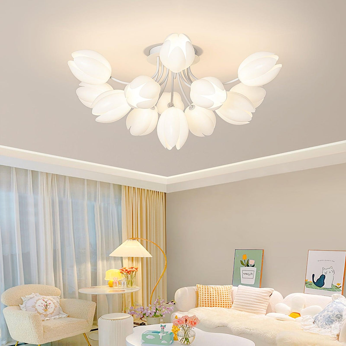 White Tulip Ceiling Light