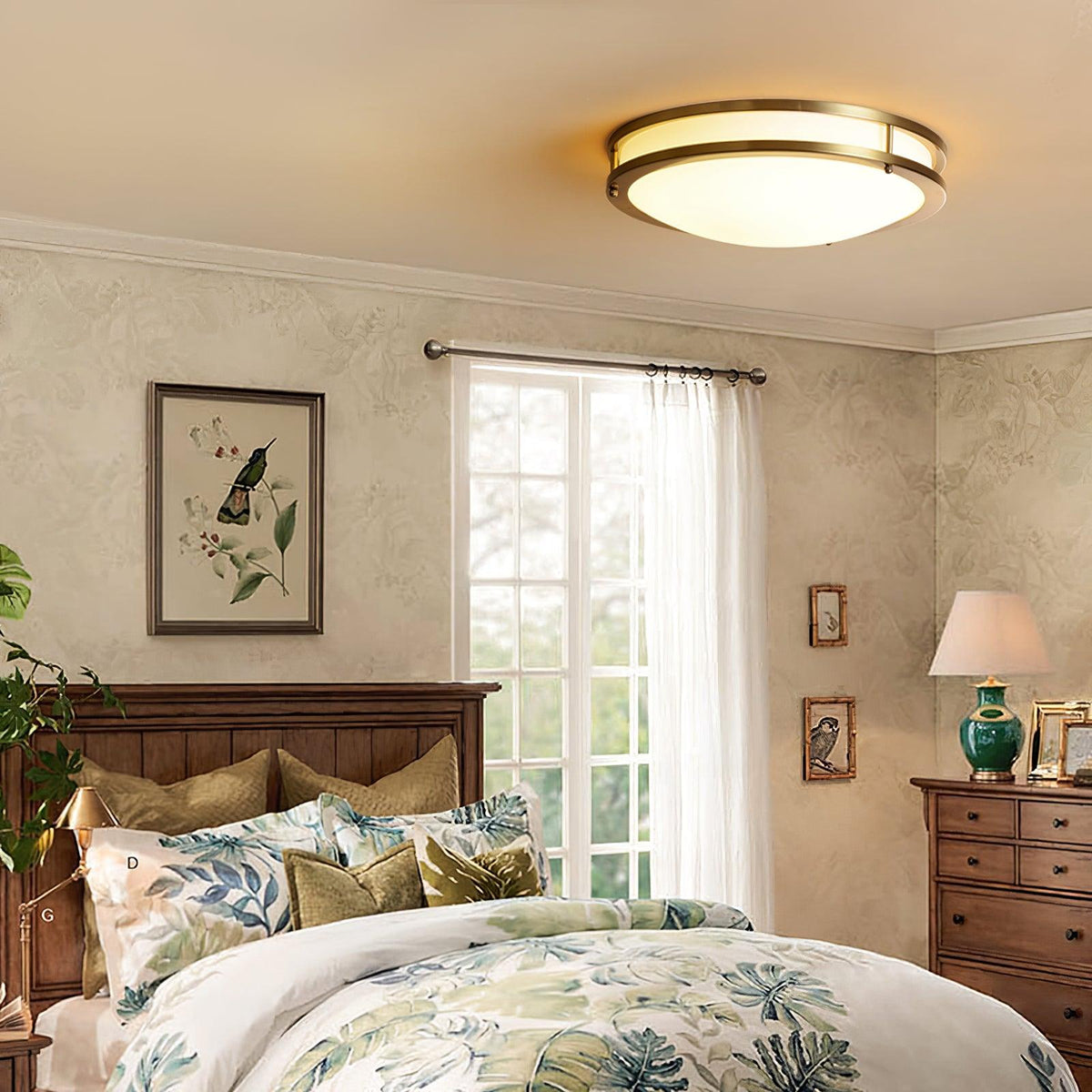 Whittier Natural Brass Flush Ceiling Light
