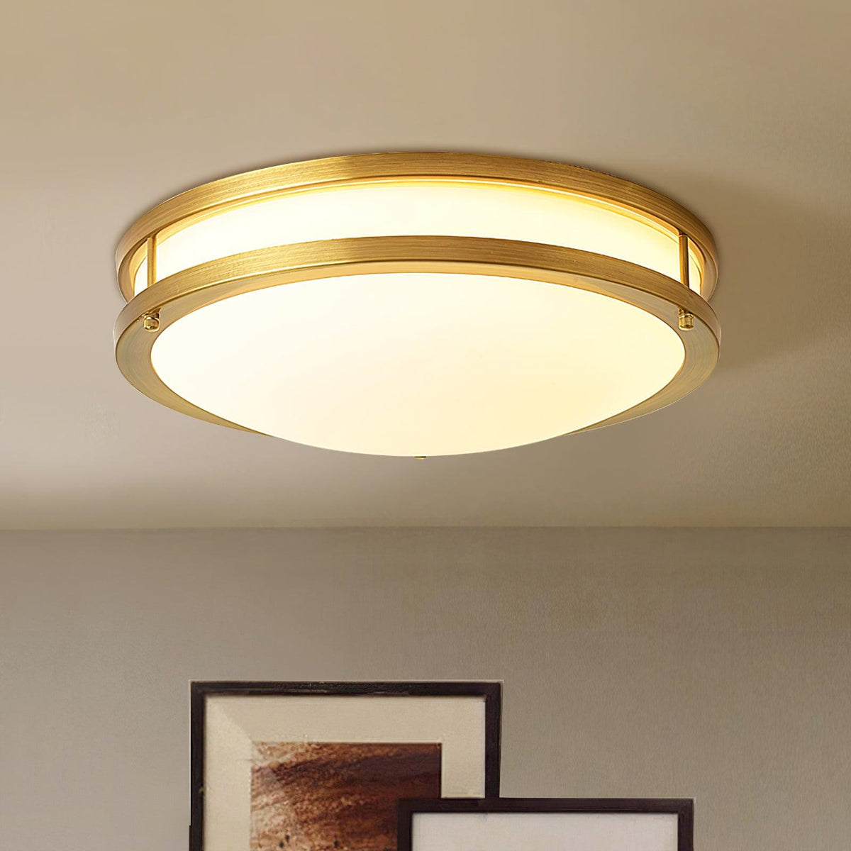 Whittier Natural Brass Flush Ceiling Light