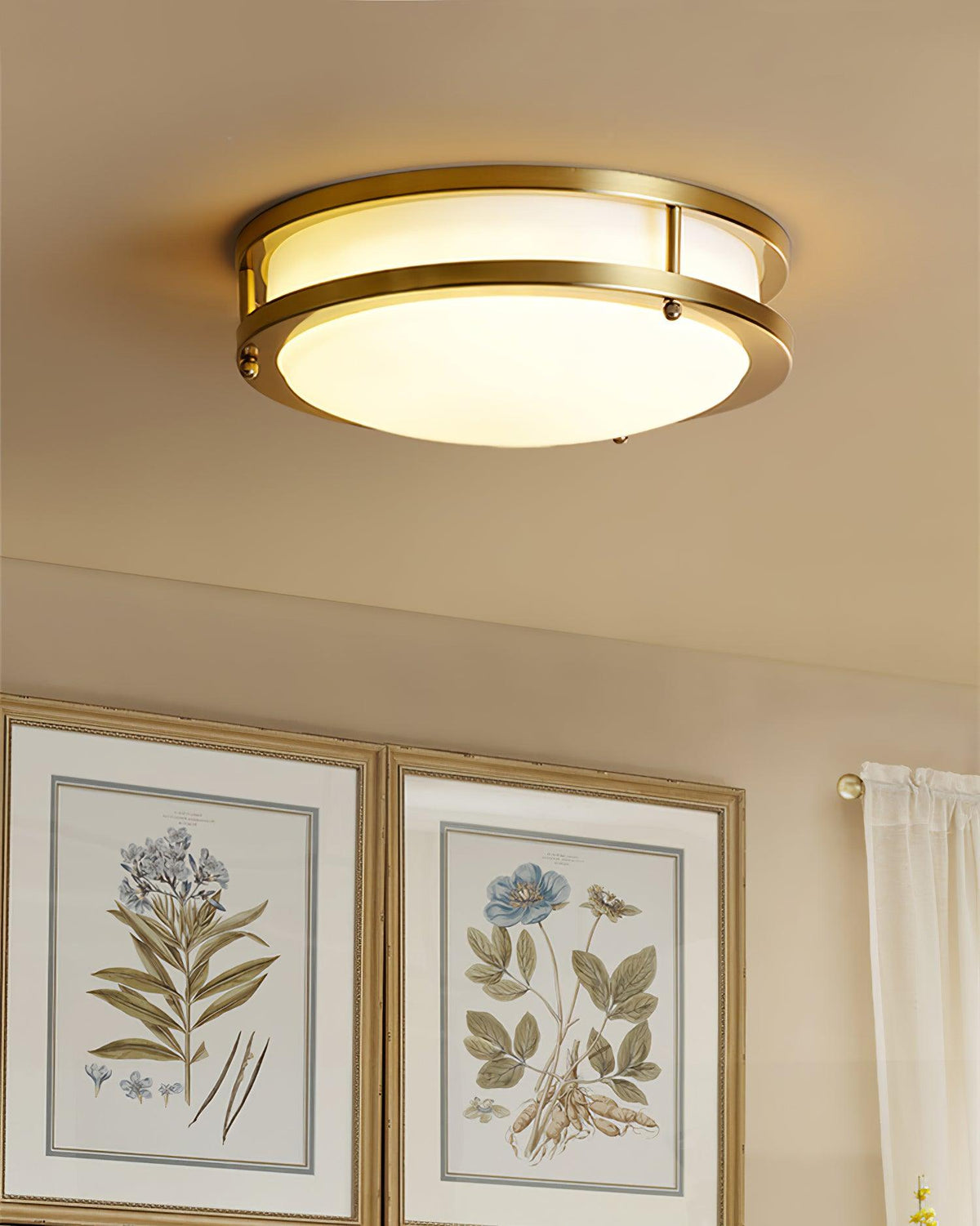 Whittier Natural Brass Flush Ceiling Light