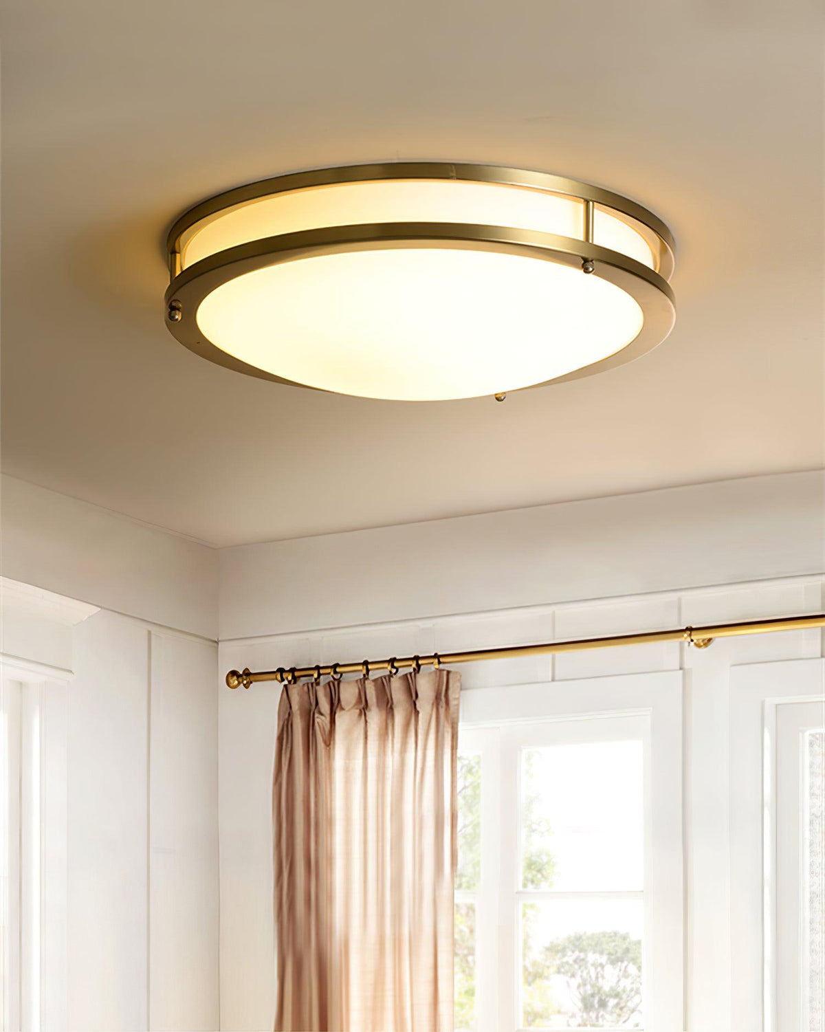 Whittier Natural Brass Flush Ceiling Light